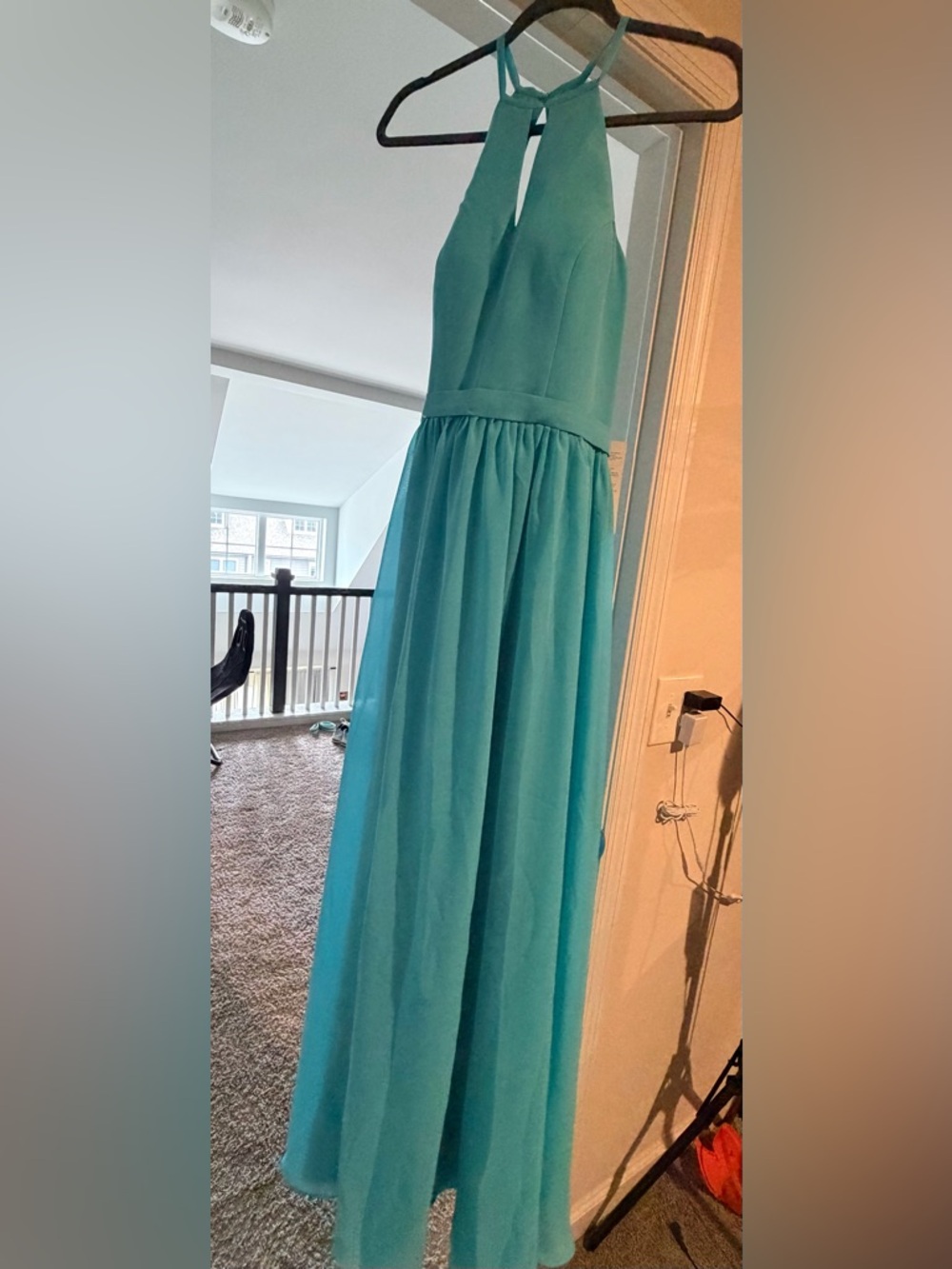 Stacees Turquoise Halter Neck Occasion Dress